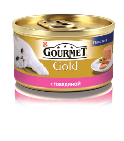 Консервы для кошек Gourmet Gold, паштет с говядиной, 85 г12215249 Консервы для кошек Gourmet Gold, паштет с говядиной, 85 г12215249Корм Gourmet Gold консервированный полнорационный для взрослых кошек. Рекомендации по кормлению: кормите кошку 2 раза в день из расчета 4 банки в день. Индивидуальные потребности животного могут отличаться, поэтому норма кормления должна быть скорректирована для поддержания оптимального веса вашей кошки. Для беременных и кормящих - кормление без ограничений. Давайте корм комнатной температуры. Следите, чтобы у вашей кошки всегда была чистая, свежая питьевая вода. Хранить в сухом прохладном месте. Состав: мясо и продукты переработки мяса (говядины мин.4%), продукты переработки злаков, минеральные вещества, сахара, витамины. Добавленные вещества МЕ/кг: Витамин А: 1440; витамин D3: 220 мг/кг: железо: 10; йод: 0,2; медь: 0,9; марганец: 1,9; цинк: 10. Гарантируемые показатели: влажность 77%, белок 11%, жир 7%, сырая зола 3%, сырая клетчатка 0,1%. Вес: 85 г. Товар сертифицирован.