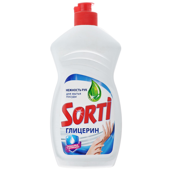 Жидкость для мытья посуды Sorti Глицерин, 500 мл814-3 Жидкость для мытья посуды Sorti Глицерин, 500 мл814-3Жидкость для мытья посуды Sorti Глицерин содержит комплекс активных компонентов, который еще лучше удаляет жир и другие загрязнения даже в холодной воде. Придает зеркальный блеск посуде. Натуральный глицерин предотвращает сухость и раздражение чувствительной кожи рук. Характеристики: Объем: 500 мл. Артикул: 814-3. Товар сертифицирован.