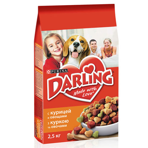 Корм сухой Darling для взрослых собак, с птицей и овощами, 2,5 кг12187227 Корм сухой Darling для взрослых собак, с птицей и овощами, 2,5 кг12187227Сухой корм Darling является полнорационным сбалансированным питанием для взрослых собак. Сухой корм Darling содержит: - белок - для поддержания мышечной системы; - углеводы - для энергичности; - клетчатка - для хорошего пищеварения; - жиры - для блестящей шерсти; - витамины и минеральные вещества - необходимые питательные вещества для организма. - важнейшие минеральные вещества и витамин D для сильных костей. Состав: злаки, мясо и субпродукты (4% курицы в светло-коричневых, оранжевых и зеленых гранулах), масла и жиры, минеральные вещества и овощи (0,5% моркови и 0,5% гороха в светло-коричневых, оранжевых и зеленых гранулах), витамины. Добавленные вещества: мг/кг: железо: 32; йод: 1,6; медь: 7,0; марганец:4,5; цинк: 115; селен: 0,12; МЕ/кг: витамин A: 9 510; витамин D3: 640. Содержит красители, антиокислители и консерванты. Гарантированные показатели: белок 17,0%, жир 7,0%, сырая зола 8,0%, сырая клетчатка 2,0%. ...