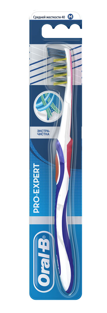 Oral-B Зубная щетка Pro-Expert. Экстра-чистка, средняя жесткость75068339 Oral-B Зубная щетка Pro-Expert. Экстра-чистка, средняя жесткость75068339Зубная щетка Oral-B Pro-Expert. Экстра-чистка создана специально для качественного удаления налета. Инновационные щетинки Criss Cross расположены под углом 16° друг к другу для поднятия и выметания налета. Специально разработанные щетинки Power Tip значительно удлинены для очистки труднодоступных мест. Щетка обладает исключительной маневренностью для еще более комфортной чистки. Удаляет больше налета по сравнению с щетками с обычным плоским обрезом щетинок. Голубые щетинки Indicator обесцвечиваются, сигнализируя о степени износа и эффективности щетки. Характеристики: Материал: пластик, щетина. Длина щетки: 19 см. Артикул: 75068339. Производитель: Ирландия. Товар сертифицирован.