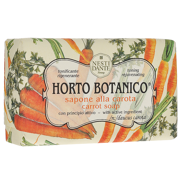 Nesti Dante Мыло Horto Botanico. Морковь, 250 г1732206 Nesti Dante Мыло Horto Botanico. Морковь, 250 г1732206Великолепное растительное мыло премиум-класса Nesti Dante Horto Botanico. Морковь изготовлено по старинным рецептам и по традиционной котловой технологии, в составе мыла только натуральные оливковое и пальмовое масло высочайшего качества, для ароматизации использованы органические эфирные масла. Экстракт моркови тонизирует и омолаживает, мыло прекрасно заботится о коже, хорошо мылится и очищает загрязнения. Благодаря содержанию натуральных компонентов, кожа становится нежной, увлажненной и упругой. Изысканная флорентийская бумага, в которую завернуто мыло, расписана акварелью, на каждом кусочке мыла выгравирована надпись With Love And Care (С любовью и заботой). Характеристики: Вес: 250 г. Производитель: Италия. Товар сертифицирован. Nesti Dante - одна из немногих итальянских мыловаренных фабрик, которая продолжает использовать в производстве только натуральные ингредиенты и кустарный способ...