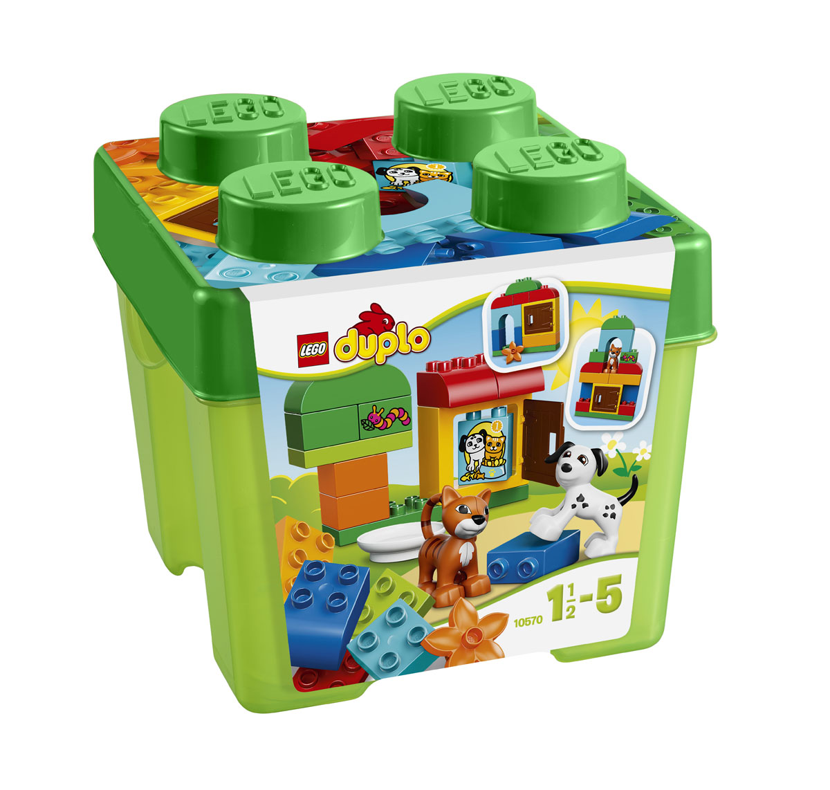 LEGO DUPLO Конструктор Лучшие друзья Кот и Пес 1057010570 LEGO DUPLO Конструктор Лучшие друзья Кот и Пес 1057010570Подарочный набор LEGO DUPLO Лучшие друзья. Кот и Пес серии LEGO DUPLO доставит массу удовольствия вам и вашему ребёнку, ведь в нем так много замечательных весёлых кубиков LEGO DUPLO, которые интересно собирать и перестраивать. Набор продается в ярком контейнере в форме классического кубика LEGO. Построй дерево, дом и даже небольшие домики для кота и собачки, в которых можно играть. Набор включает в себя 30 разноцветных пластиковых элементов. Конструктор - это один из самых увлекательнейших и веселых способов времяпрепровождения. Ребенок сможет часами играть с конструктором, придумывая различные ситуации и истории. В процессе игры с конструкторами LEGO дети приобретают и постигают такие необходимые навыки как познание, творчество, воображение. Обычные наблюдения за детьми показывают, что единственное, чему они с удовольствием посвящают время - это игры. Игра - это состояние души, это веселый опыт познания реальности. Играя, дети создают собственные миры,...