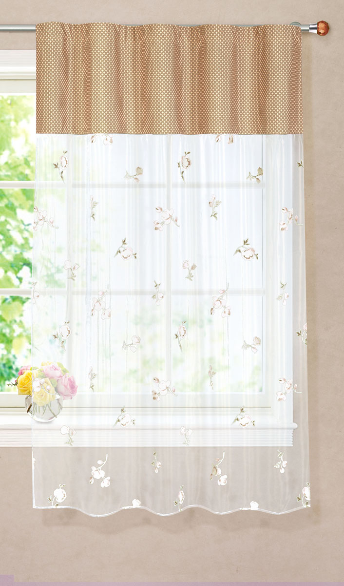 Штора готовая для кухни Garden, на ленте, цвет: бежевый, размер 150* 180 см. С 9144 - W260 - W1687 V18С 9144 - W260 - W1687 V18 Штора готовая для кухни Garden, на ленте, цвет: бежевый, размер 150* 180 см. С 9144 - W260 - W1687 V18С 9144 - W260 - W1687 V18Тюлевая штора для кухни Garden выполнена из легкой органзы (полиэстера) с цветочным рисунком. Легкая текстура материала и яркая цветовая гамма привлекут к себе внимание и станут великолепным украшением кухонного окна. Штора добавит уюта и послужит прекрасным дополнением к интерьеру кухни. Изделие оснащено шторной лентой для красивой сборки.