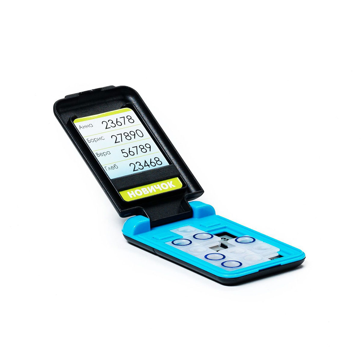 Bondibon Игра Смартфон цвет голубойВВ0843 Bondibon Игра Смартфон цвет голубойВВ0843Самый доступный и совершенно безопасный, яркий и модный персональный смартфон, не требующий подзарядки и обновления программного обеспечения принесет удовольствие как ребенку, так и взрослому. Кому позвоним по новому смартфону? Компактный продуманный дизайн позволит не отвлекаться от игры даже в стесненных дорожных условиях. Карточка с заданиями помещается во внутреннее отделение дисплея «смартфона». Кнопки на клавиатуре игры необходимо перемещать таким образом, чтобы все цифры из задания стали видны сквозь отверстия на кнопках. Игрушка с заданиями от простых - для семилетних малышей, до сложных - для опытных любителей логических головоломок. Увлекательная игра скрасит время вынужденного ожидания и длительного путешествия. Характеристики: Материал: пластик. Количество игроков: от 1. Размер упаковки: 25 см х 11,9 см х 7 см. Изготовитель: Китай.