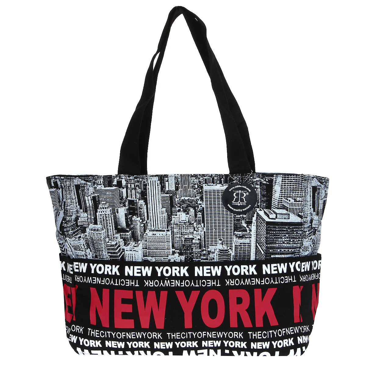 Сумка женская Robin Ruth New York, цвет: черный, белый. BNY014-ZBNY014-Z Сумка женская Robin Ruth New York, цвет: черный, белый. BNY014-ZBNY014-ZСтильная женская сумка выполнена из канвы черного, белого цветов и оформлена принтом в виде надписей New York. Сумка состоит из одного основного отделения, которое закрывается на молнию. Внутри вшитый карман на молнии и накладной кармашек для мобильного телефона. Такая сумка идеально дополнит ваш образ. Характеристики: Цвет: черный, белый. Материал: канва, металл. Размер сумки (без учета ручки): 47 см х 29 см х 13 см. Высота ручек: 25 см. Изготовитель: Китай. Артикул: BNY014-Z.