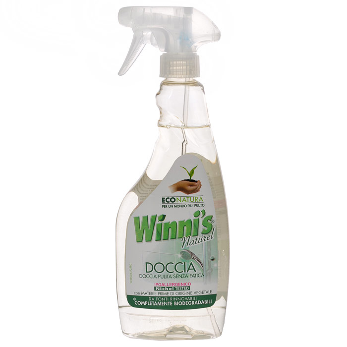 Моющее средство для душа Winnis Naturel Doccia, 500 мл0067 Моющее средство для душа Winnis Naturel Doccia, 500 мл0067Моющее средство для душа Winnis Naturel Doccia на растительном сырье легко удаляет остатки мыла и предотвращает образование известкового налета и плесени. Может разбрызгиваться на стенки душевой кабины, плитку, краны из нержавеющей стали. Не содержит красителей, консервантов и никеля. Характеристики: Объем: 500 мл. Артикул: 0067. Изготовитель: Италия. Товар сертифицирован.