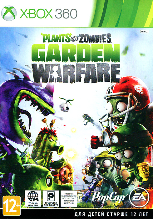 Plants vs. Zombies Plants vs. ZombiesРешающая битва за мозги! Вступайте в бой в новом взрывоопасном экшене Plants vs. Zombies Garden Warfare. Откройте огонь по зомби, растениям и новым героям в умопомрачительном мире, в котором интенсивность традиционных сетевых шутеров сочетается с искрометным юмором серии Plants vs. Zombies. Сражайтесь вместе с друзьями или против них в сетевых битвах и пожинайте плоды своих побед! Особенности игры: Многопользовательская игра для 24 игроков: вступайте в сетевые сражения для 24 участников на стороне растений или зомби; Индивидуализация: изменяйте любимые растения или зомби с помощью сотен уникальных предметов и возможностей; Режим совместной игры для 4 человек: объединяйтесь с друзьями в совместном сетевом режиме для 4 участников; Новые растения и зомби: вас ждут совершенно новые растения и зомби с множеством способностей; Растущий мир: более 10 уникальных полей сражений для сетевых и совместных битв. ...