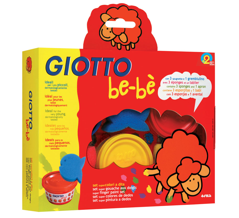 Набор пальчиковых красок Giotto Be-Be. Super Finger Colours с аксесуарами, 3 шт х 100 мл460700 Набор пальчиковых красок Giotto Be-Be. Super Finger Colours с аксесуарами, 3 шт х 100 мл460700Набор пальчиковых красок Giotto Be-Be. Super Finger Colours предназначены для самых маленьких. Ярко оформленная коробочка с изображением знаменитой овечкой Be-Be порадует любого малыша. В упаковке вы найдете три баночки с пальчиковымикрасками красного, синего, желтого цветов, фигурные спонжи и забавный фартук. Набор развивает моторику, цветовосприятие и фантазию. Краски ярких насыщенных цветов абсолютно безопасны для малышей, легко отмываются от рук и отстирываются от одежды. Продукт проверен и одобрен дерматологами.