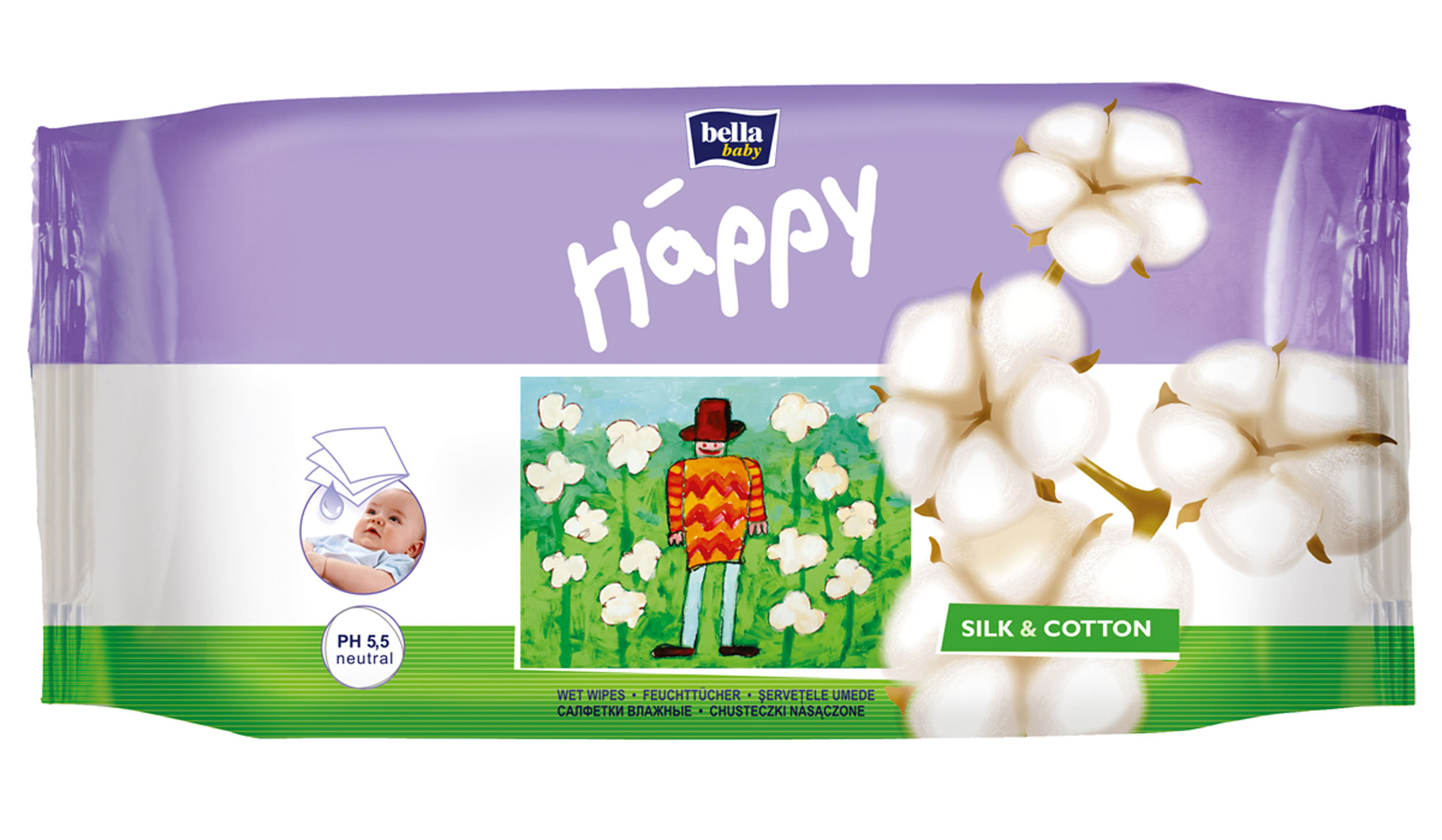 Bella Влажные салфетки Baby Happy Шелк и Хлопок, 64 штBB-062-WB64-002 Bella Влажные салфетки Baby Happy Шелк и Хлопок, 64 штBB-062-WB64-002Влажные салфетки Bella Baby Happy Шелк и Хлопок с протеинами шелка очищают и увлажняют кожу ребенка. Содержащийся в них экстракт хлопка обладает защитными свойствами и успокаивает раздражения. Салфетки обладают нейтральным pH, благодаря чему сохраняется естественный защитный барьер кожи. Предназначены для ухода за телом младенцев и детей. Салфетки не содержат спирта. Товар сертифицирован.