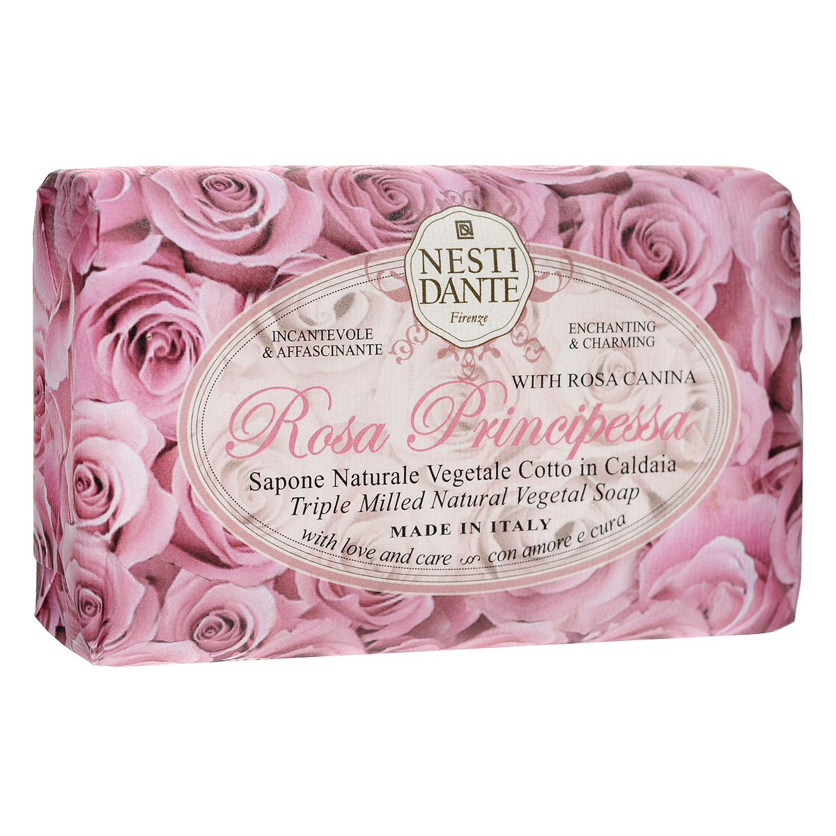 Nesti Dante Мыло Rose Principessa, 150 г1324106 Nesti Dante Мыло Rose Principessa, 150 г1324106Мыло Nesti Dante Rose Principessa - нежное растительное мыло с мягким и романтичным ароматом розовых лепестков. Характеристики: Вес: 150 г. Артикул: 1324106. Производитель: Италия. Товар сертифицирован.