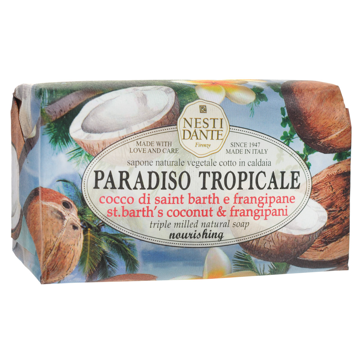 Nesti Dante Мыло St. Bath Coconut & Frangipane, 250 г1332106 Nesti Dante Мыло St. Bath Coconut & Frangipane, 250 г1332106Мыло Nesti Dante St. Bath Coconut & Frangipane - чувственный и обволакивающий ароматический этюд мыла подарит истинное наслаждение от проведенной процедуры очищения. Характеристики: Вес: 250 г. Артикул: 1332106. Производитель: Италия. Товар сертифицирован.