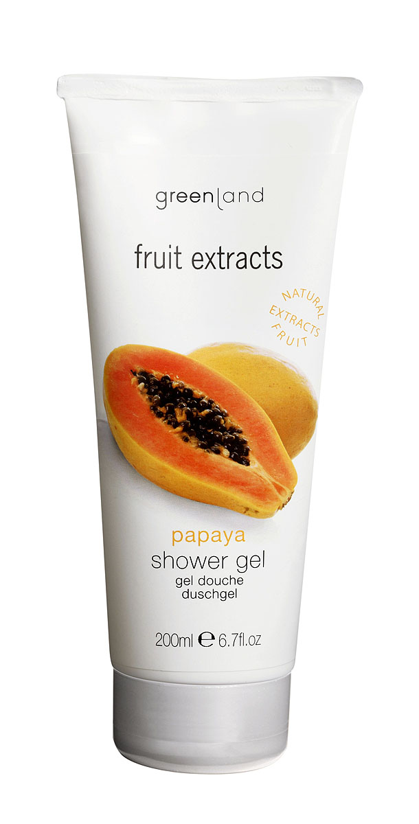 Greenland Гель для душа Fruit Extracts, с папайей, 200 мл0727-FX11 Greenland Гель для душа Fruit Extracts, с папайей, 200 мл0727-FX11Коллекция Fruit Extracts отличается ярко выраженными фруктово-ягодными ароматами, которые подарят заряд бодрости и энергии… Гель для душа бережно очищает кожу, делая ее мягкой и бархатистой. Тонкий, фруктовый, чувственный аромат папайи перенесет Вас в тропики - колыбель экзотических растений и фруктов... Способ применения: Наносите на влажную кожу массажными движениями, , а затем смойте водой.