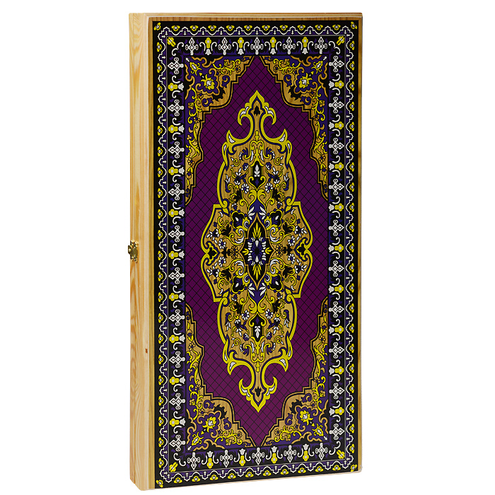Нарды большие Походные. Фиолетовый узор, размер: 60х30х4 см. 1047/41047/4 Нарды большие Походные. Фиолетовый узор, размер: 60х30х4 см. 1047/41047/4Нарды Походные. Фиолетовый узор представляют собой деревянный кейс, который закрывается на металлический замок. Крышка оформлена орнаментом. Внутренняя часть кейса - игровое поле для игры в нарды. В наборе имеются два игральных кубика и деревянные шашки. Цель игры состоит в том, чтобы сначала привести шашки в свой дом (мешая в тоже время сделать это сопернику), а затем, когда это удалось сделать, снять их с доски быстрее соперника. Побеждает тот, кто первым снял свои шашки. Нарды - древняя восточная игра. Родина этой игры неизвестна, однако, известно, что люди играют в эту игру уже более 7000 лет. На игровой доске для нард все кратно шести и имеет связь со временем. 24 пункта представляют 24 часа, 30 шашек представляют 30 дней в месяце, 12 пунктов на каждой стороне доски символизируют 12 месяцев. Нарды - это отличный подарок, который понравится каждому.