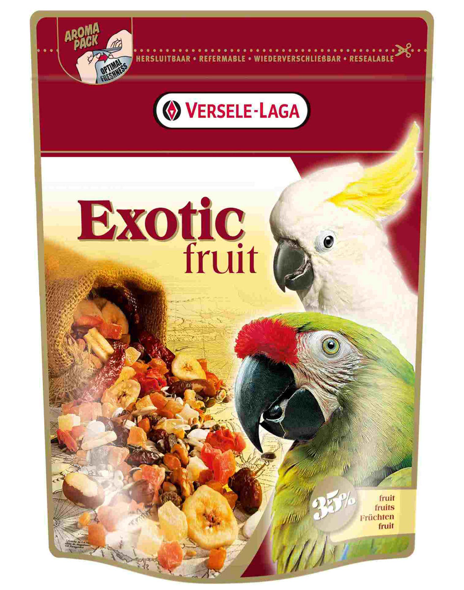 Корм для крупных попугаев Versele-Laga Exotic Fruit, 600 г421781 Корм для крупных попугаев Versele-Laga Exotic Fruit, 600 г421781Корм Versele-Laga Exotic Fruit — это любимый деликатес крупных попугаев. Они обожают много фруктов (папайю, ананас и абрикос), а также богатую смесь зерен и семян. Корм можно использовать как основное питание, либо как добавку к рациону. Состав: белки 11%, жиры 19%, сырая клетчатка 13%, сырая зола 3%, кальций 0,1%, фосфор 0,3%. Вес: 600 г. Товар сертифицирован.