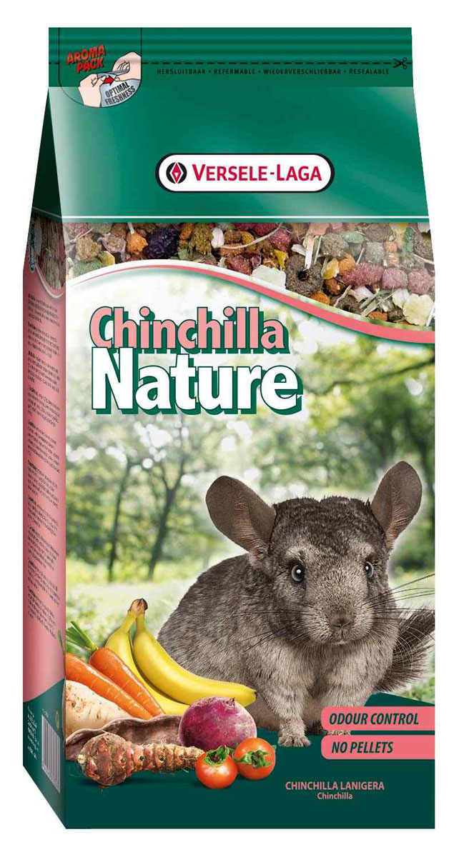 Корм для шиншилл Versele-Laga Chinchilla Nature, 750 г461359 Корм для шиншилл Versele-Laga Chinchilla Nature, 750 г461359Versele-Laga Chinchilla Nature это полноценный основной корм для шиншилл, разработанный в соответствии с ее пищевыми потребностями. Это высококачественная смесь природных компонентов, которая содержит все необходимые для организма питательные вещества, витамины, минералы и аминокислоты, необходимые для жизнерадостной и здоровой жизни вашего питомца. Versele-Laga Chinchilla Nature содержит дополнительное количество клетчатки, трав, овощей, фруктов и добавок, важных для здоровья: обеспечивает превосходное пищеварение, гигиену полости рта, сияющую шерсть и великолепное здоровье. Широкое разнообразие ингредиентов гарантирует превосходный вкус и усвояемость. Не содержит прессованных гранул! Указания к использованию В зависимости от размера и возраста шиншиллы рекомендуемая дневная порция составляет от 30 до 45 грамм. Обеспечивайте вашему питомцу свежий корм и питьевую воду ежедневно. Также предоставьте достаточное количество сена. ...