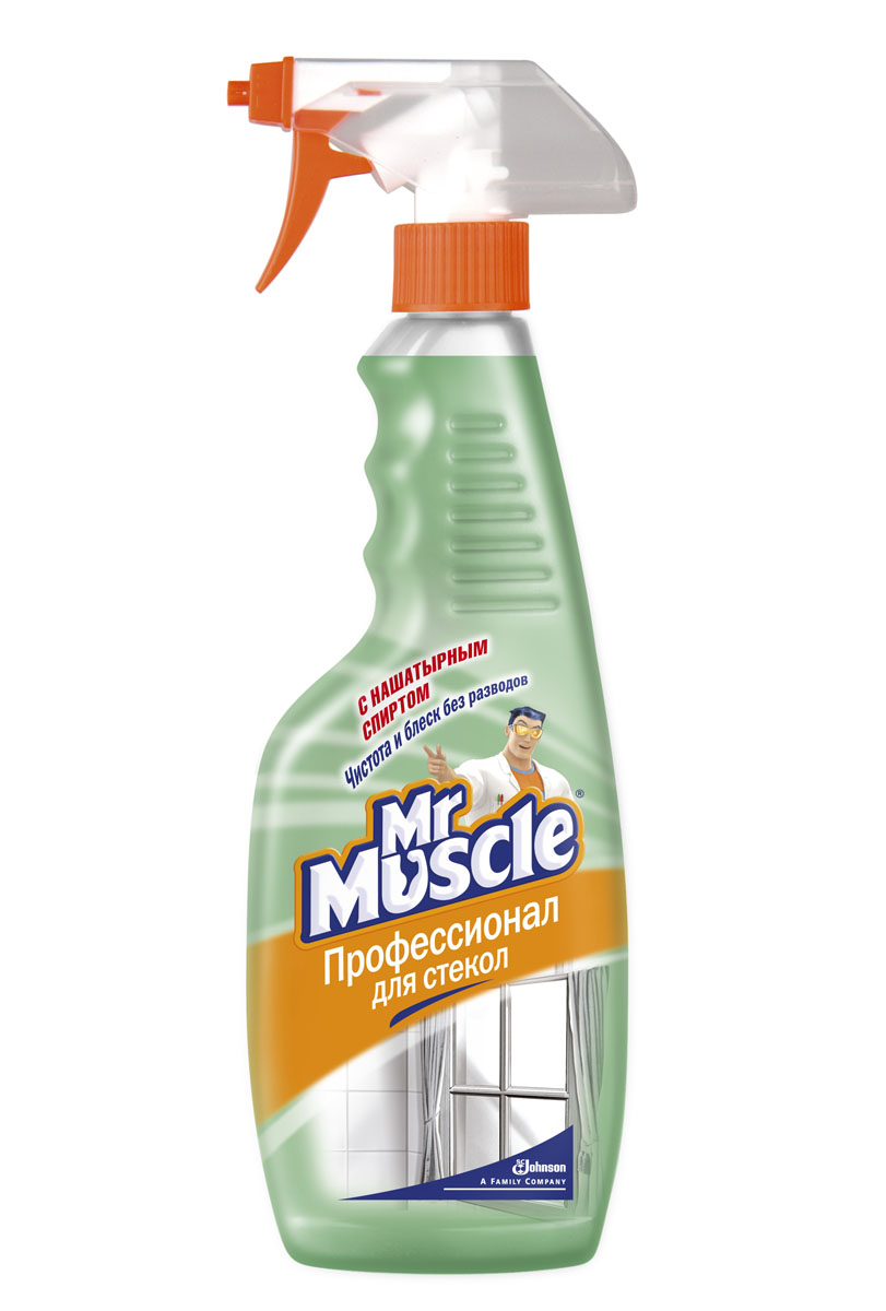 Чистящее средство для стекол и других поверхностей Mr. Muscle, с нашатырным спиртом, 500 мл636808 Чистящее средство для стекол и других поверхностей Mr. Muscle, с нашатырным спиртом, 500 мл636808Благодаря входящему в состав нашатырному спирту, чистящее средство Mr. Muscle эффективно удаляет грязь, жир, сажу, минеральные масла, придает блеск и не оставляет разводов. Идеально подходит для мытья оконного, витринного автомобильного стекол, зеркал, кафеля, внешних панелей электробытовых приборов, хромированных поверхностей, поверхностей из нержавеющей стали. Средство не нужно смывать водой. Характеристики: Объем: 500 мл. Артикул: 636808. Товар сертифицирован.