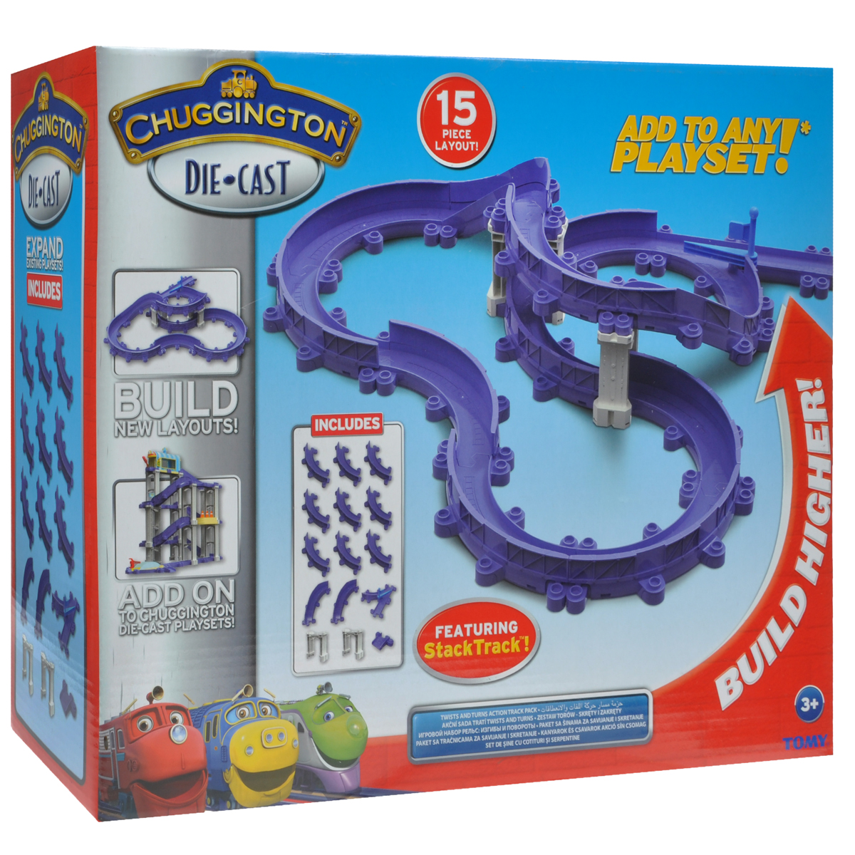 Chuggington Большой трекLC54313 Chuggington Большой трекLC54313Большой трек Chuggington привлечет внимание вашего ребенка и не позволит ему скучать. Комплект включает в себя 15 элементов для постройки уникального большого трека для паровозиков - героев мультфильма Chuggington, а также инструкция по сборке трека. Трек оснащен множеством поворотов, изгибов, подъемов и спусков. Ваш ребенок часами будет играть с набором, самостоятельно создавая разные модификации трека и придумывая различные истории. Порадуйте его таким замечательным подарком! Чаггингтон - удивительный городок из мультфильма Веселые паровозики из Чаггингтона, населенный приветливыми паровозиками. Каждый день они узнают что-то новое, радуются открытиям и обожают приключения! Центр Чаггингтона - депо, место обитания дружных паровозов. Каждый день отсюда в разные концы города и за его пределы отправляются составы, чтобы доставить по адресам важные грузы. Трое друзей - паровозики Коко, Уилсон и Брюстер - еще совсем малыши, под руководством...