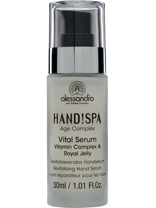 ALessandro Сыворотка для рук Age Complex Vital Serum, 30 мл04-012 ALessandro Сыворотка для рук Age Complex Vital Serum, 30 мл04-012Сыворотка Alessandro для ухода за кожей рук. Коктейль витаминов A, C, E и пчелиное маточное молочко в составе сыворотки придают рукам удивительную мягкость и гладкость. Характеристики: Объем: 30 мл. Артикул: 04-012. Производитель: Германия. Товар сертифицирован.