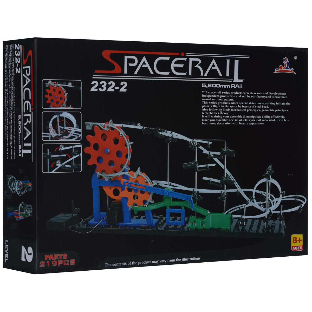 Space Rail Конструктор Уровень 2 232-2232-2 Space Rail Конструктор Уровень 2 232-2232-2Конструктор Space Rail - космическая трасса, представляет собой отличную пространственную головоломку, которая увлечет всю семью от мала до велика! Процесс сборки доставит удовольствие и детям, и родителям, а запуск космической трассы приведет всех в восторг. Вы сможете построить захватывающие дороги общей длиной до 5,6 метров и сами задать траектории, по которым стремительно будут проноситься металлические шарики. Это интереснейший аттракцион, напоминающий американские горки, за которым можно наблюдать часами. Комплект включает 219 элементов для сборки модели, в том числе 7 металлических шариков, а также схематичную инструкцию, которая позволит собрать конструкцию правильно и быстро. Сборка конструктора поможет ребенку развить пространственное мышление и фантазию. Собранная модель станет изюминкой вашего дома и привлечет внимание окружающих. Вы и ваш ребенок сможете гордиться тем, что самостоятельно собрали такой аттракцион.