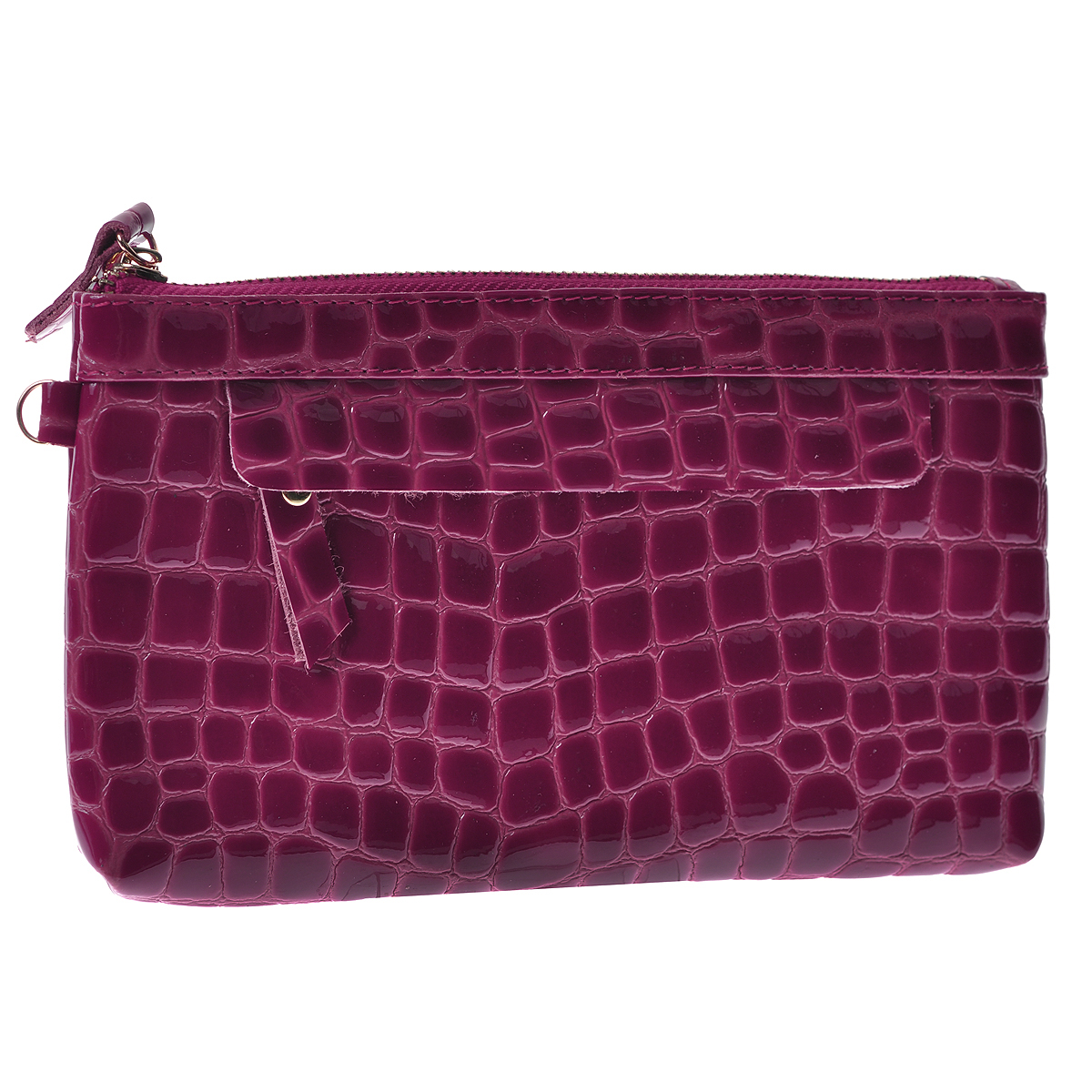 Сумка женская Cheribags, цвет: цикламен. 611-26611-26 Сумка женская Cheribags, цвет: цикламен. 611-26611-26Женская сумка Cheribags выполнена из натуральной, лакированной кожи цвета цикламен с тиснением под рептилию. Сумка имеет одно вместительное отделение, которое закрывается на застежку-молнию. Внутри отделения расположены вшитый карман на молнии и один накладной кармашек. На передней и задней стенке сумки расположен горизонтальный карман на молнии. Фурнитура сумки выполнена из металла золотистого цвета. Модель оснащена ремешком для запястья, крепящийся при помощи карабина. Сумка - это стильный аксессуар, который подчеркнет вашу изысканность и индивидуальность и сделает ваш образ завершенным. Характеристики: Материал: натуральная кожа, текстиль, стразы, металл. Размер сумки: 19 см х 11 см х 2 см. Цвет: цикламен. Длина ремешка для запястья: 17 см. Артикул: 611-26.