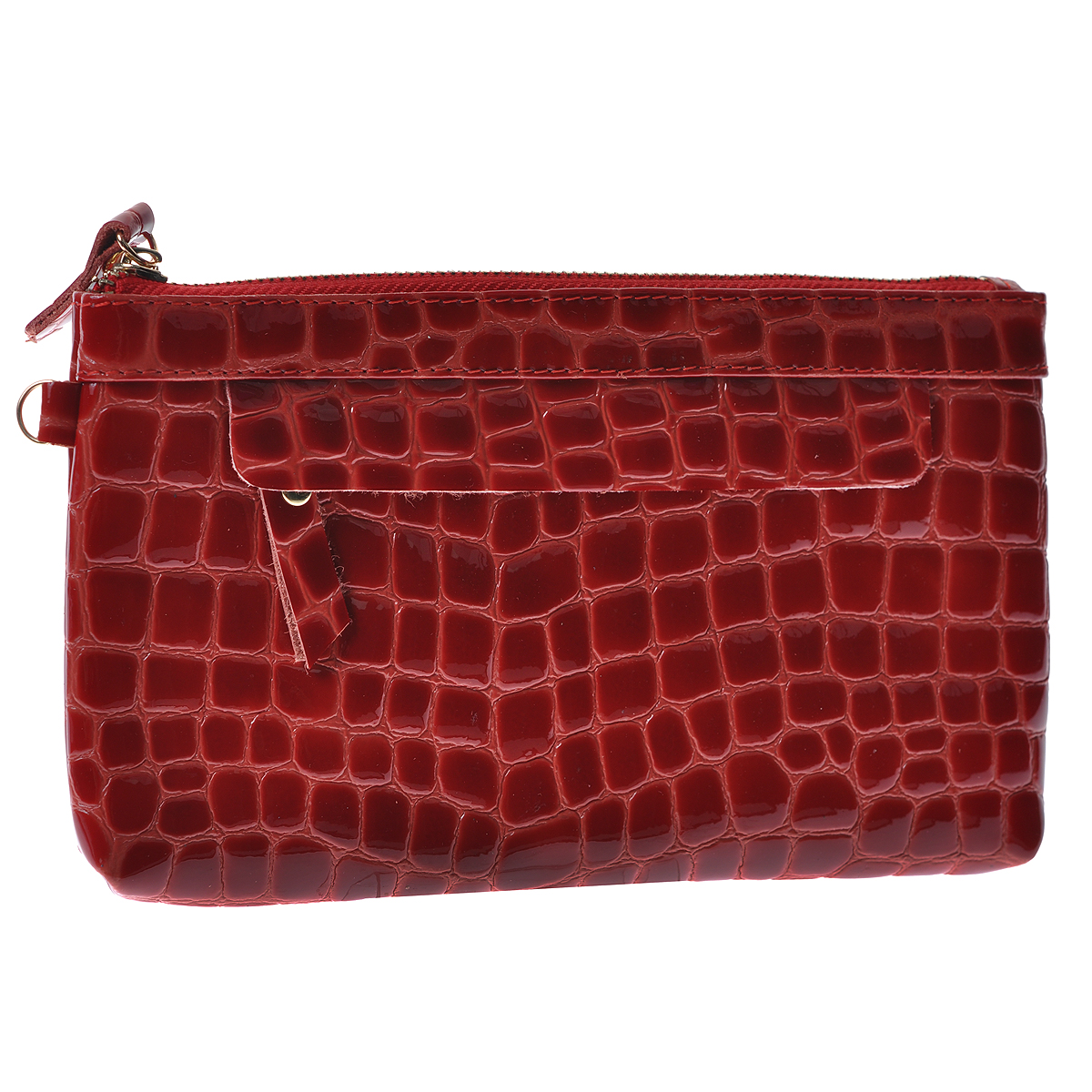 Сумка женская Cheribags, цвет: красный. 611-16611-16 Сумка женская Cheribags, цвет: красный. 611-16611-16Женская сумка Cheribags выполнена из натуральной, лакированной кожи красного цвета с тиснением под рептилию. Сумка имеет одно вместительное отделение, которое закрывается на застежку-молнию. Внутри отделения расположены вшитый карман на молнии и один накладной кармашек. На передней и задней стенке сумки расположен горизонтальный карман на молнии. Фурнитура сумки выполнена из металла золотистого цвета. Модель оснащена ремешком для запястья, крепящийся при помощи карабина. Сумка - это стильный аксессуар, который подчеркнет вашу изысканность и индивидуальность и сделает ваш образ завершенным. Характеристики: Материал: натуральная кожа, текстиль, стразы, металл. Размер сумки: 19 см х 11 см х 2 см. Цвет: красный. Длина ремешка для запястья: 17 см. Артикул: 611-16.