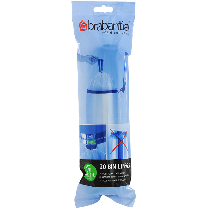 Пакеты для мусора Brabantia, 23-30 л, 20 шт246265 Пакеты для мусора Brabantia, 23-30 л, 20 шт246265Одноразовые пакеты Brabantia, выполненные из пластика, предназначены для мусорного бака. Предотвращают загрязнение бака, удобны в использовании. Затяжная лента позволяет быстро и легко сменить пакет для мусора: просто потяните за ленту, она аккуратно запечатает горловину мешка и превратится в крепкие ручки. Пакеты имеют универсальный размер и подходят для баков различных объемов (от 23 л до 30 л).
