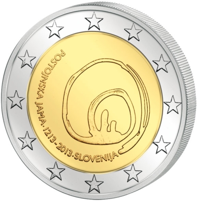 Монета номиналом 2 евро Постойнска яма. Словения, 2013 годF30 BLUE Монета номиналом 2 евро Постойнска яма. Словения, 2013 годF30 BLUEМонета номиналом 2 евро Постойнска яма. Словения, 2013 год Диаметр 2,5 см. Сохранность UNC (без обращения).
