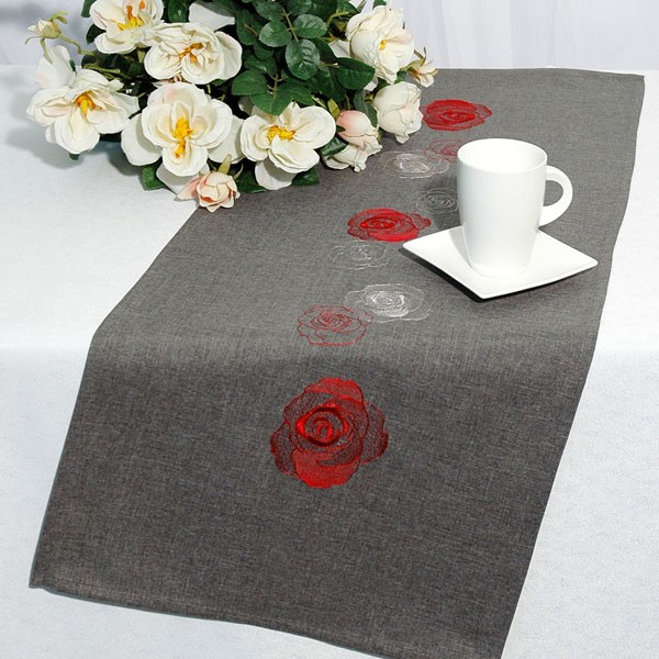 Дорожка для декорирования стола "Schaefer", прямоугольная, цвет: красный, серый, 40 x 100 см 07240-202