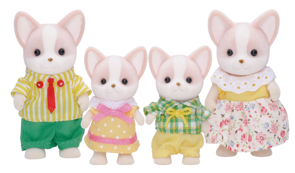 Sylvanian Families Набор фигурок Семья Чихуахуа3149 Sylvanian Families Набор фигурок Семья Чихуахуа3149Игровой набор Sylvanian Families Семья Чихуахуа привлечет внимание вашей малышки и не позволит ей скучать. Набор включает в себя фигурки чихуахуа: мамы, папы, дочки и сыночка. Симпатичные животные выполнены из пластика и покрыты мягким приятным на ощупь флоком. Они одеты в костюмчики и платья, которые с легкостью можно снять при необходимости. Ваша малышка будет часами играть с набором, придумывая различные истории. Sylvanian Families - это целый мир маленьких жителей, объединенных общей легендой. Жители страны Sylvanian Families - это кролики, белки, медведи, лисы и многие другие. У каждого из них есть дом, в котором есть все необходимое для счастливой жизни. В городе, где живут герои, есть школа, больница, рынок, пекарня, детский сад и множество других полезных объектов. Жители этой страны живут семьями, в каждой из которой есть дети. В домах Sylvanian Families царит уют и гармония. Домашние животные радуют хозяев. Здесь продумана каждая мелочь, от...