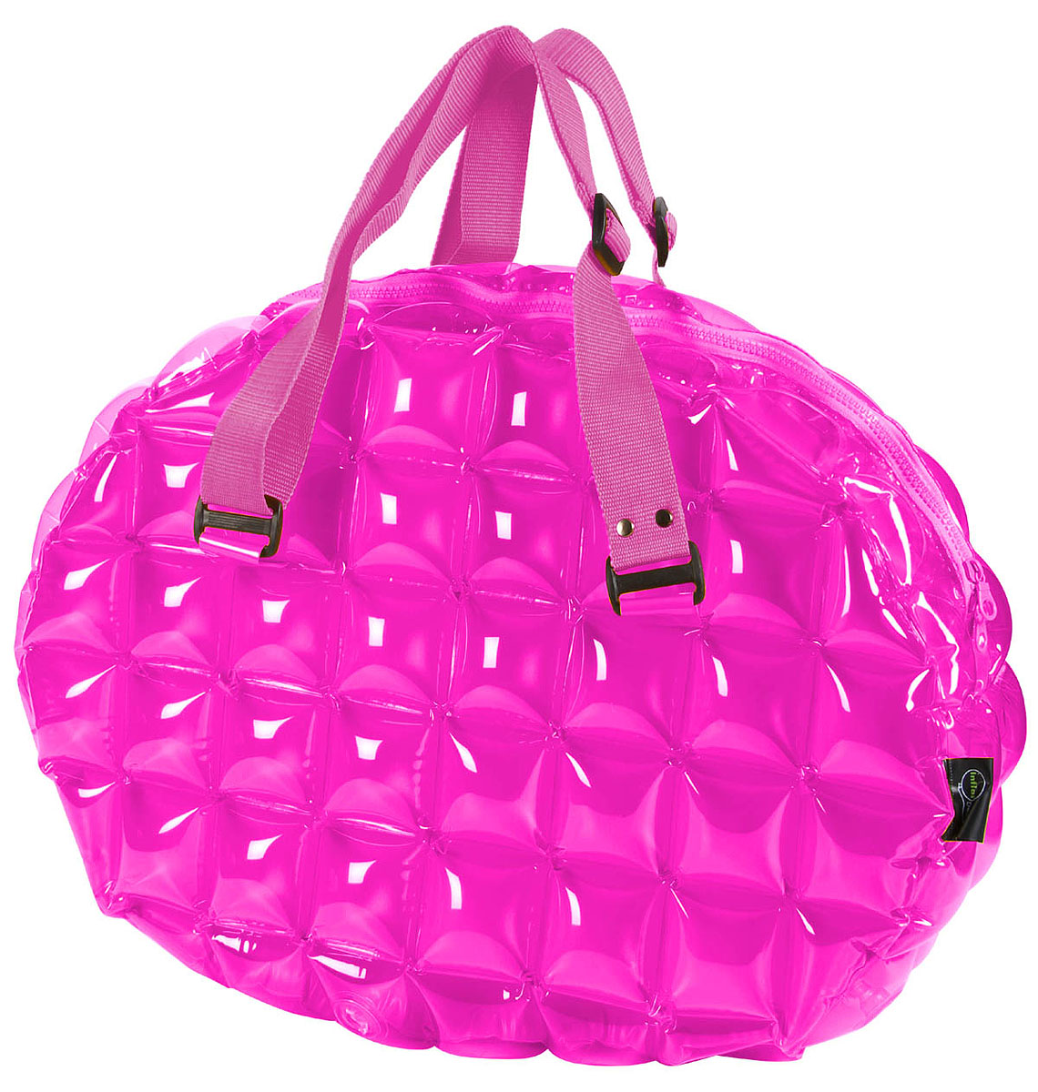 Сумка надувная спортивная Inflat Decor, цвет: фуксия. 01230123 Pinky Purple Сумка надувная спортивная Inflat Decor, цвет: фуксия. 01230123 Pinky PurpleЯркая надувная сумка - великолепный аксессуар на лето! Сумка овальной формы выполнена из ПВХ и снабжена ручками из полиэстера. Модель закрывается на пластиковую молнию. Сумка легко надувается при помощи мини-насоса (входит в комплект) или рта. В сдутом виде сумка очень компактна и не займет много места. Надувная вместительная сумка - отличное решение для отдыха на пляже или похода в спортзал.