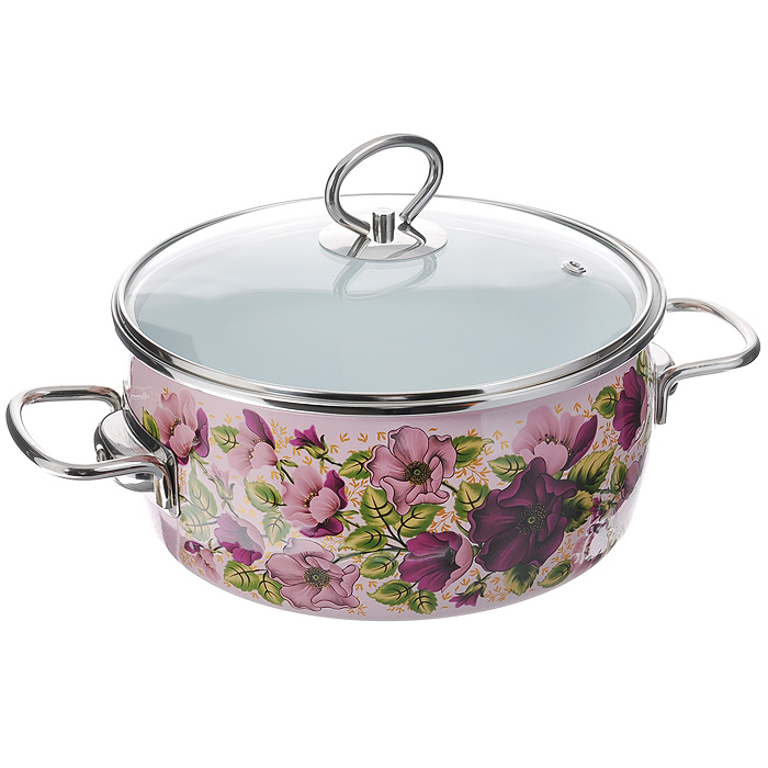 Кастрюля эмалированная Vitross Violeta с крышкой, цвет: розовый, 3 л8SA205S Violeta розовая Кастрюля эмалированная Vitross Violeta с крышкой, цвет: розовый, 3 л8SA205S Violeta розоваяЭмалированная кастрюля Vitross Violeta выполнена из нержавеющей стали со стеклокерамическим покрытием - наиболее безопасным видом покрытий посуды. Стеклокерамика инертна и устойчива к пищевым кислотам, не вступает во взаимодействие с продуктами и не искажает их вкусовые качества. Прочный стальной корпус обеспечивает эффективную тепловую обработку и не деформируется в процессе эксплуатации. Такая кастрюля идеальна для тепловой обработки и хранения пищевых продуктов, приготовления холодных блюд и сервировки стола. Внутренняя поверхность изделия - белого цвета. Внешняя поверхность розового цвета оформлена красочными цветочными узорами. Кастрюля оснащена стеклянной крышкой с металлическим ободом и пароотводом, а также удобными стальными ручками. Подходит для всех типов плит, включая индукционные. Пригодна для посудомоечной машины. Характеристики: Материал: нержавеющая сталь, стекло, эмаль. Цвет: розовый. Объем кастрюли: 3 л. Внутренний диаметр...