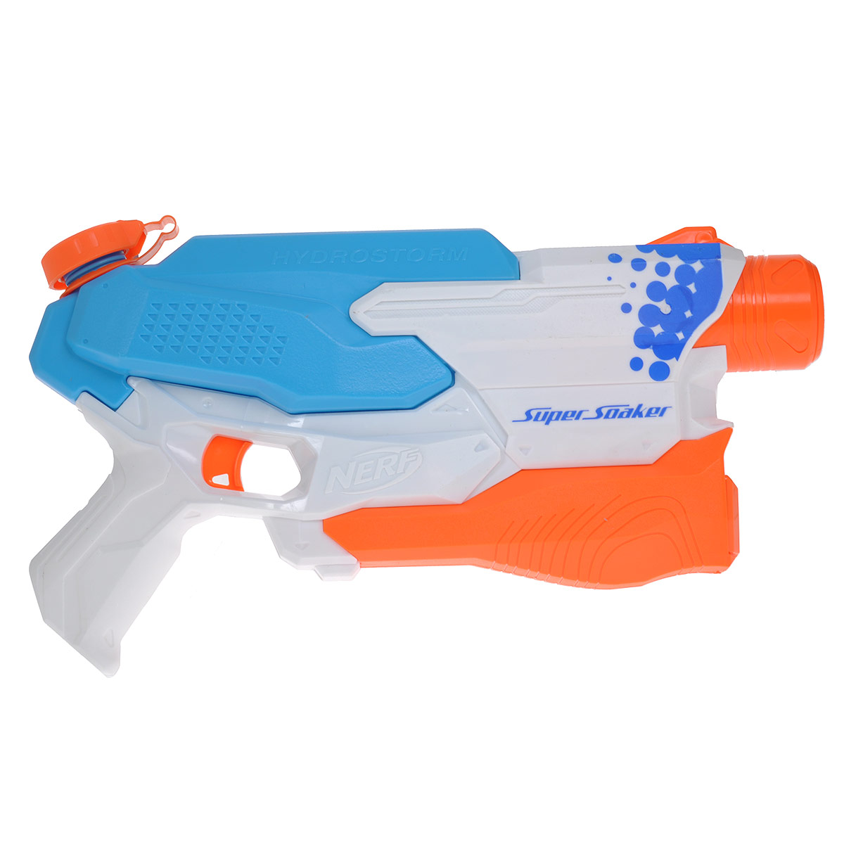 Nerf Водный бластер Super Soaker. Водяной Шторм, цвет: голубой, белыйA4841 Nerf Водный бластер Super Soaker. Водяной Шторм, цвет: голубой, белыйA4841Водный бластер Nerf Super Soaker. Водяной Шторм станет отличным развлечением для детей в жаркую летнюю погоду. Этот яркий бластер, исключающий накачку воды, очень прост в использовании: залейте воду в резервуар, нажмите на курок, и он начнет стрелять струей воды. Резервуар подходит для кубиков льда. Порази своих соперников, выстрелив ледяной водой! Характеристики: Размер бластера (ДхШхВ): 34 см х 20 см х 6 см. Дальность выстрела: от 9 м. Объем емкости: 0,72 л. Размер упаковки (ДхШхВ): 35 см х 22,5 см х 7 см. Бластер работает от 6 батареек напряжением 1,5V типа AA (не входят в комплект).