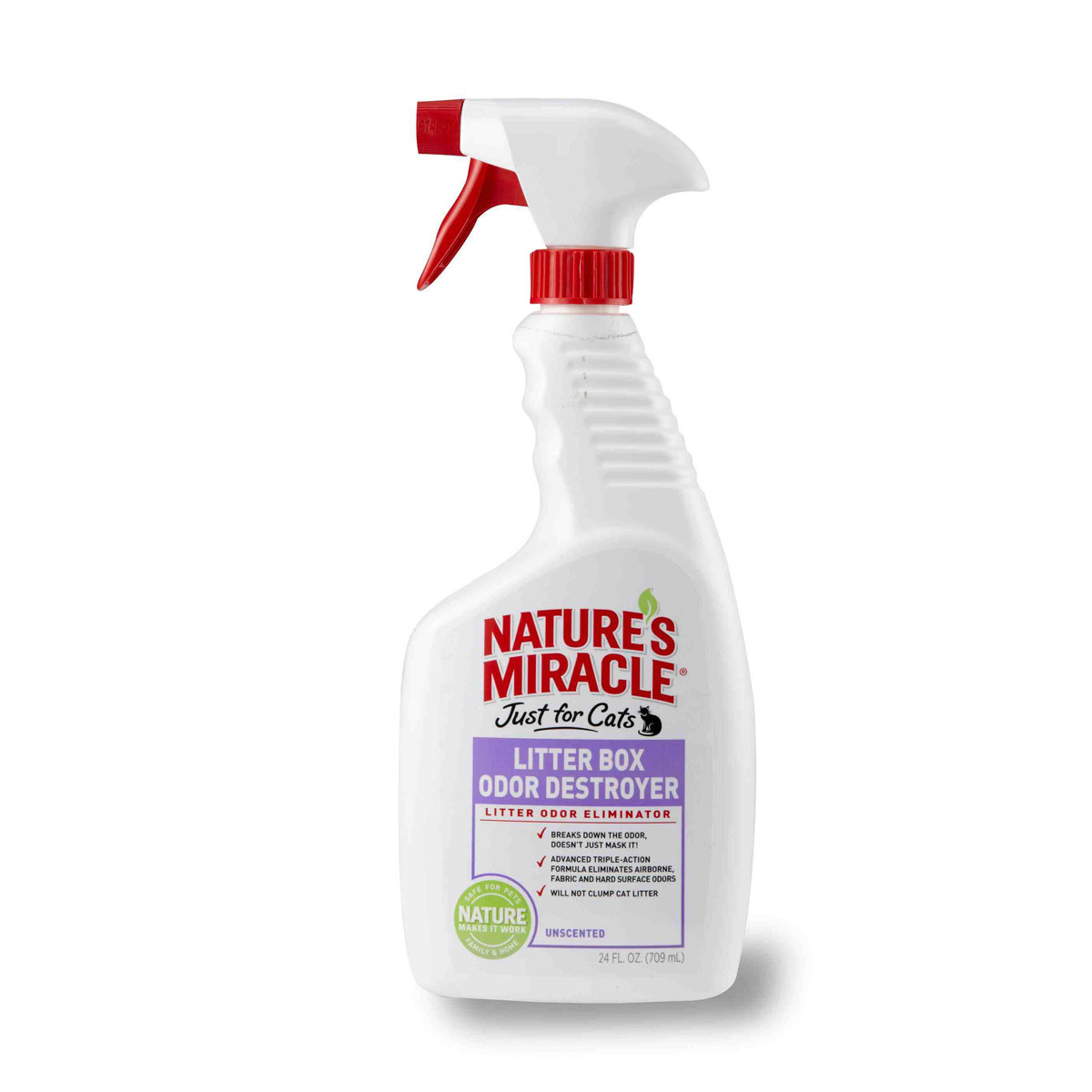 Спрей 8 in 1 Natures Miracle, для устранения запаха кошачьего туалета, 709 мл5055521 Спрей 8 in 1 Natures Miracle, для устранения запаха кошачьего туалета, 709 мл5055521Спрей 8 in 1 Natures Miracle нейтрализует резкие запахи в кошачьем туалете, в воздухе, на тканях и твердых поверхностях! Технология захвата запахов начинает устранять даже самые стойкие запахи туалета сразу после контакта с ними. Безопасен для использования с любыми наполнителями и на любых поверхностях. Другие уничтожители неприятного запаха только маскируют запах от первоисточника, в то время как инновационная формула спрея вступает в контакт с неприятными запахами, устраняя их с любой поверхности. Не содержит ароматизаторов и не раздражает кошек. Может использоваться с любыми наполнителями, не комкует наполнители. Распылите средство в воздухе или в туалет животного, на его подстилку, клетки, диваны, ковры или любое другое место, которое посещает ваша кошка! При правильном применении безопасен для использования вблизи детей и животных. Способ применения: Устранение запахов в кошачьем туалете: обильно распылите в кошачьем туалете после использования...