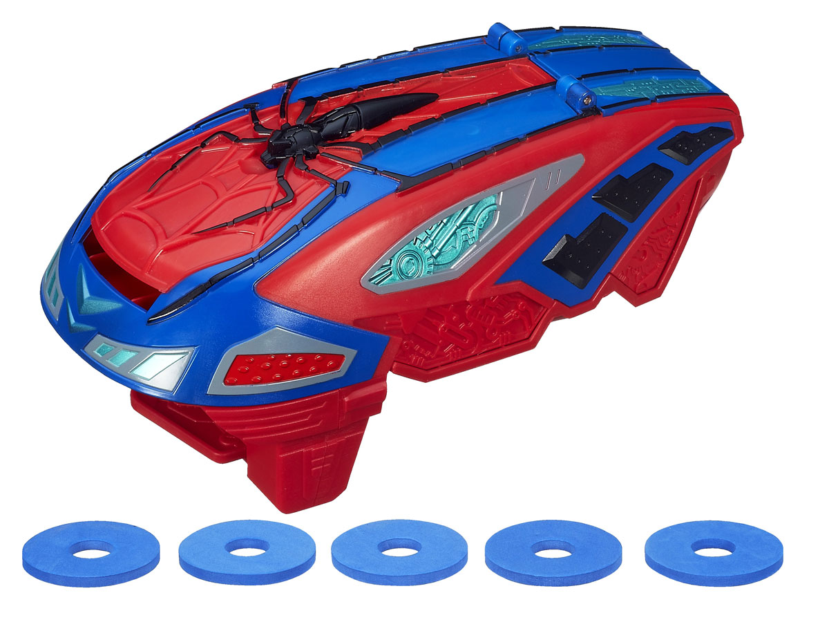 Автоматический бластер Spider-man Сила Паука, с дисками, цвет: синий, красныйA7407 Автоматический бластер Spider-man Сила Паука, с дисками, цвет: синий, красныйA7407Автоматический паутинный бластер Spider-man Сила Паука станет отличным подарком для вашего ребенка. С ним каждый мальчишка сможет стрелять паутиной так же быстро, как это делает Человек-паук! Скоростной бластер, выполненный из пластика синего и красного цветов, очень прост в использовании: загрузите внутрь диски, наденьте оружие на руку и поразите свою цель. Диски вылетают из бластера на расстояние до 6 метров. В комплект входят бластер и 10 дисков, выполненных из вспененного полимера. С бластером Spider-man Сила Паука ваш ребенок всегда будет во всеоружии! Человек-паук - супергерой, получивший суперсилу, увеличенную ловкость, паучье чутье, а также способность держаться на отвесных поверхностях и выпускать паутину из рук. Теперь он готов наказать злодеев, которые покушаются но покой его родного города!