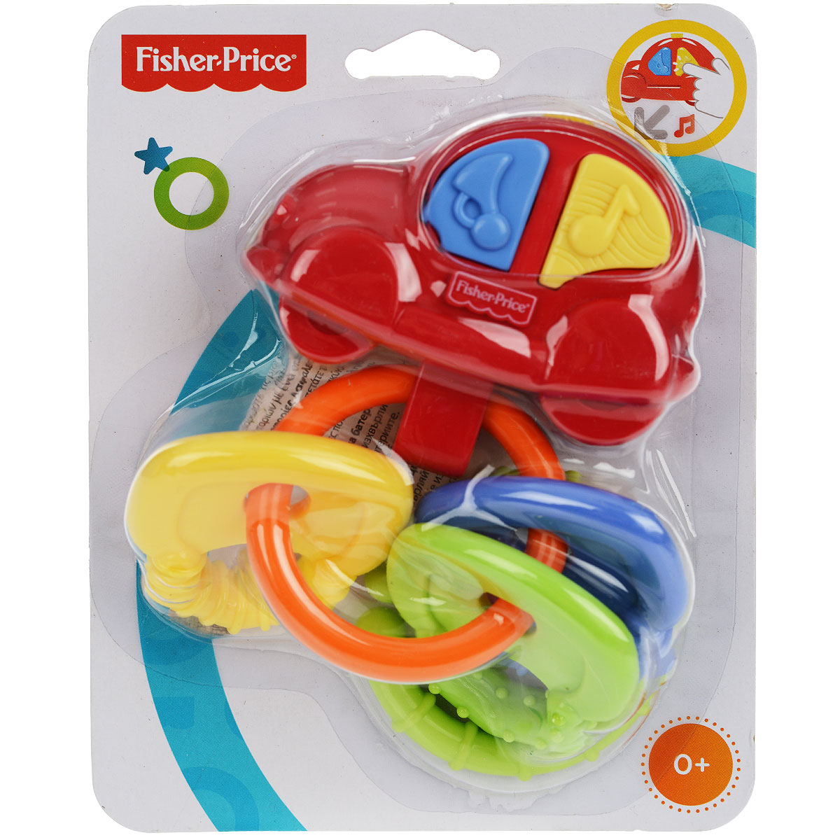 Fisher-Price Newborn Погремушка-прорезыватель Музыкальная машинкаG6648 Fisher-Price Newborn Погремушка-прорезыватель Музыкальная машинкаG6648Яркая погремушка-прорезыватель Fisher-Price Музыкальная машинка не оставит вашего малыша равнодушным и не позволит ему скучать! Она выполнена из прочного безопасного пластика и представляет собой машинку, в нижней части которой крепится кольцо с тремя ключиками разных цветов. На корпусе машинки находятся две кнопки, при нажатии на которые малыш услышит автомобильный сигнал или веселую мелодию. Ключики имеют рельефные края, малыш может их использовать как прорезыватели. Игрушку с помощью пластикового кольца можно подвесить на кроватку, коляску, кресло или игровую дугу ребенка. Погремушка Музыкальная машинка поможет малышу развить цветовое и звуковое восприятие, мелкую моторику рук и координацию движений. Характеристики: Рекомендуемый возраст: от 0 месяцев. Высота игрушки: 16 см. Размер упаковки: 14 см х 18 см х 5 см.