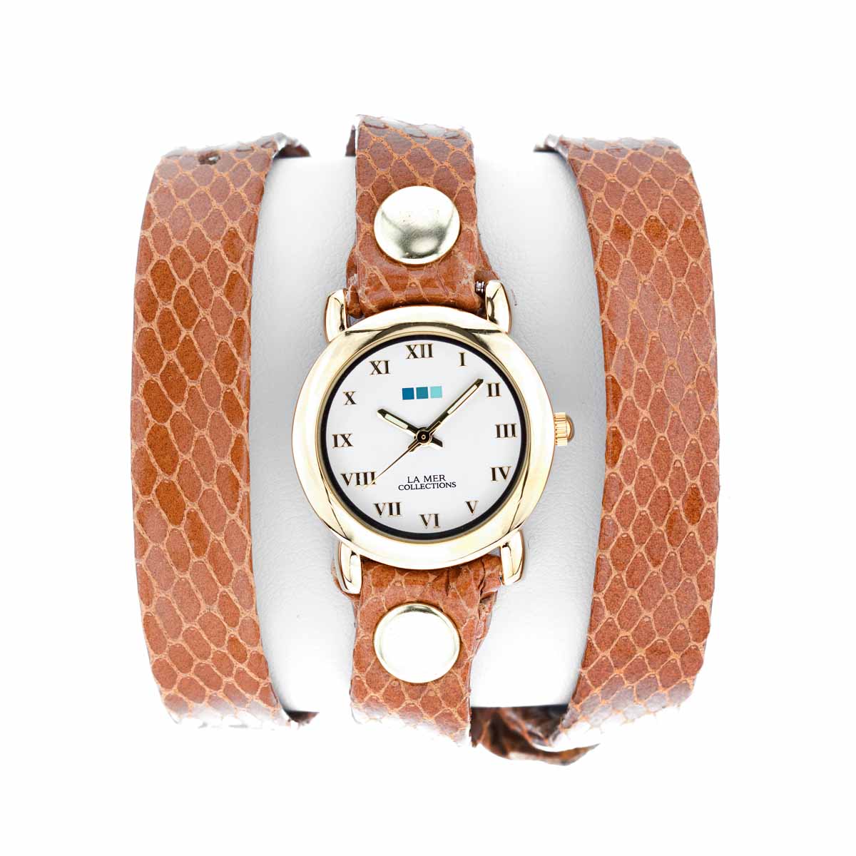 Часы женские наручные La Mer Collections Simple Caramel Snake Gold Round. LMSTW6006LMSTW6006 Часы женские наручные La Mer Collections Simple Caramel Snake Gold Round. LMSTW6006LMSTW6006Женские наручные часы Simple Caramel Snake Gold Round позволят вам выделиться из толпы и подчеркнуть свою индивидуальность. Часы оснащены японским кварцевым механизмом SEIKO. Ремешок выполнен из натуральной итальянской кожи с глянцевой поверхностью и оформлен декоративным тиснением, имитирующим змеиную кожу. Корпус часов изготовлен из сплава металлов золотистого цвета. Циферблат оснащен часовой, минутной и секундной стрелками и защищен минеральным стеклом. Часовая и минутная стрелки светятся в темноте. Циферблат оформлен римскими цифрами. Часы застегиваются на классическую застежку. Часы хранятся на специальной подушечке в футляре из искусственной кожи, крышка которого оформлена логотипом компании La Mer Collection. Характеристики: Механизм: кварцевый SEIKO (Япония). Размер корпуса: 22 х 22 х 8 мм. Материал корпуса: сплав металлов. Стекло: минеральное. Ремешок: Итальянская натуральная кожа. Размер ремешка: 55 х 1,3 см. ...