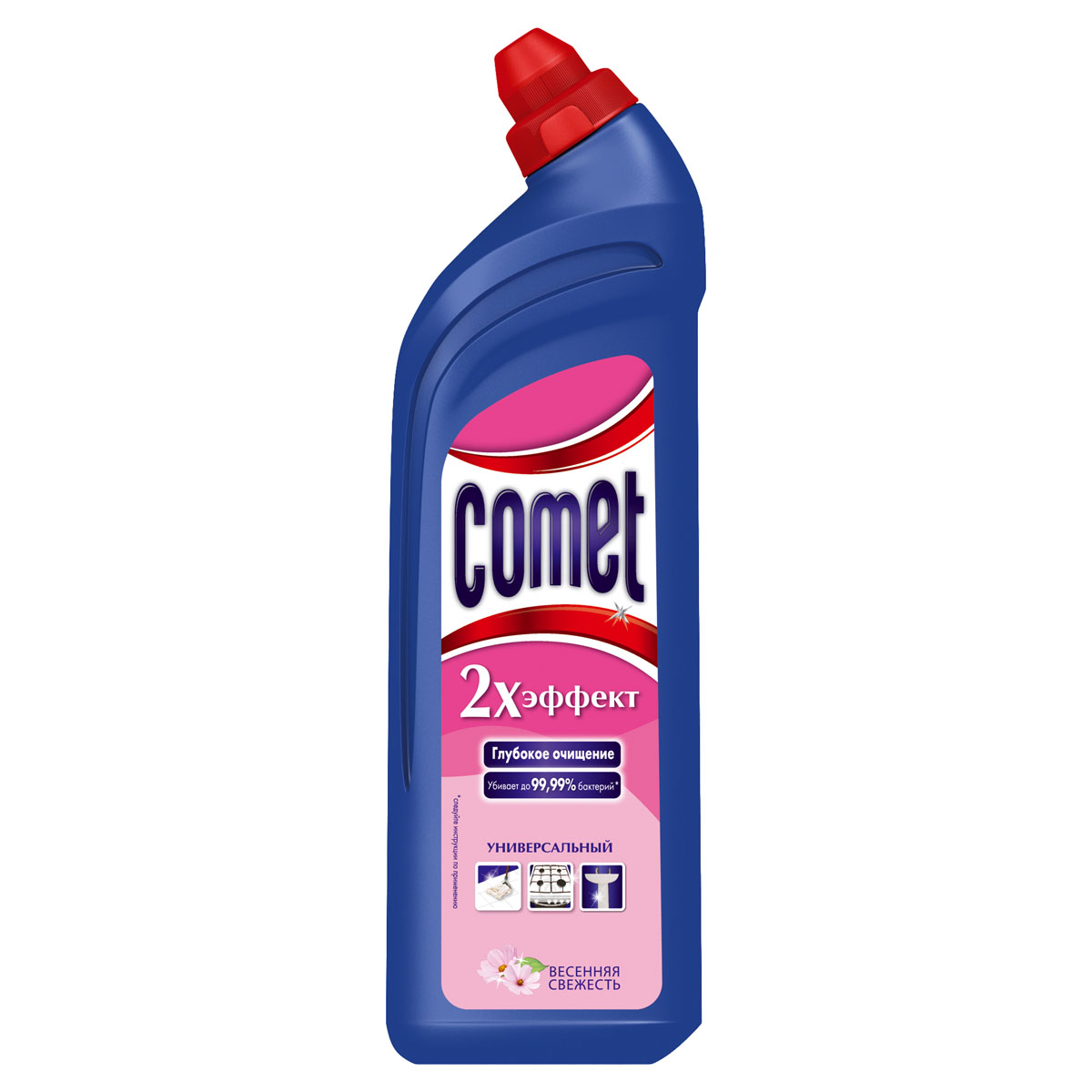 Универсальный чистящий гель Comet Двойной эффект, весенняя свежесть, 1 лCG-80227827 Универсальный чистящий гель Comet Двойной эффект, весенняя свежесть, 1 лCG-80227827Универсальный чистящий гель Comet Двойной эффект предназначен для глубокого очищения поверхностей. Эффективно удаляет повседневные загрязнения и обычный жир во всем доме, а также дезинфицирует поверхности. Средство подходит для плит (в том числе стеклокерамических), ванн, раковин, унитазов, кафеля, мытья полов. Обладает приятным свежим ароматом.