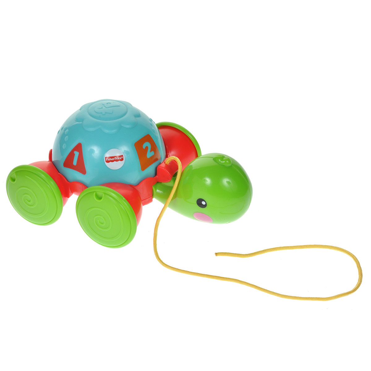 Fisher-Price Infant Каталка Обучающая черепашка на колесикахY8652 Fisher-Price Infant Каталка Обучающая черепашка на колесикахY8652Яркая игрушка-каталка Fisher-Price Infant Обучающая черепашка на колесиках непременно понравится вашему малышу и подойдет для игры как дома, так и на свежем воздухе. Игрушка со выполнена из прочного пластика ярких цветов в виде симпатичной черепашки на колесиках. Свободно вращающийся панцирь черепашки оформлен четырьмя геометрическими фигурами разных цветов, в центре которых находится цифра от 1 до 4. Выпуклые детали корпуса помогут малышу научиться различать разные цвета, формы и цифры. Ребенок сможет катать игрушку, потянув за текстильный шнурок. Во время движения черепашка забавно кивает головой. Игрушка-каталка Fisher-Price Infant Обучающая черепашка на колесиках развивает пространственное мышление, цветовое восприятие, тактильные ощущения, ловкость и координацию движений. Характеристики: Материал: пластик, текстиль. Размер игрушки (ДхШхВ): 21 см х 15 см х 10 см. Размер упаковки (ДхШхВ): 25,5 см х 12,5 см х 20,5 см.