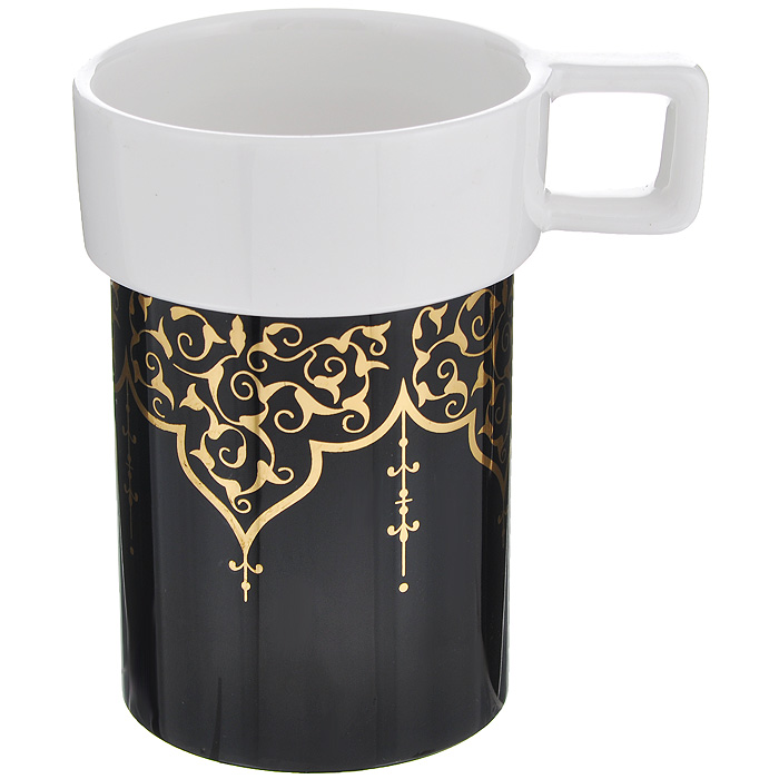 Кружка Amber Porcelain Орнамент, цвет: белый, черный, 220 мл214183 Кружка Amber Porcelain Орнамент, цвет: белый, черный, 220 мл214183Кружка Amber Porcelain Орнамент, выполненная из фарфора, имеет оригинальную форму и яркий дизайн. Дно изделия оснащено силиконовой накладкой. Такая кружка порадует вас дизайном и функциональностью, а пить чай или кофе из нее станет еще приятнее.