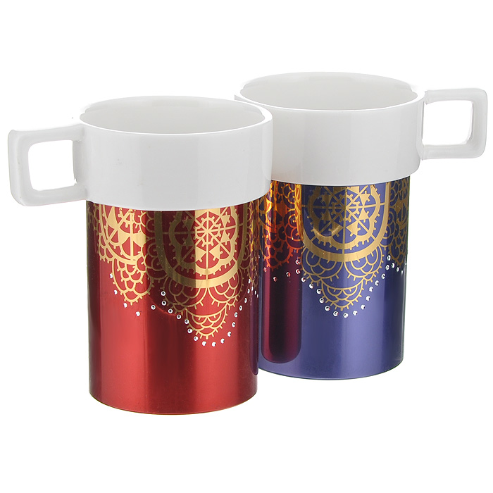 Набор кружек Amber Porcelain Ажурная салфетка, 220 мл, 2 шт214169 Набор кружек Amber Porcelain Ажурная салфетка, 220 мл, 2 шт214169Набор Amber Porcelain Ажурная салфетка состоит из двух кружек, выполненных из фарфора. Кружки оригинальной формы оформлены золотистым орнаментом и имитацией страз. Дно изделий оснащено силиконовой накладкой. Этот необычный набор станет великолепным подарком для каждого и, несомненно, вызовет восхищение.