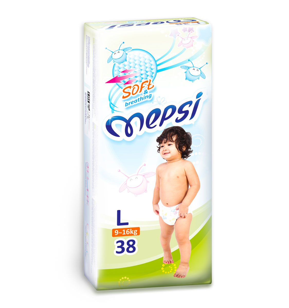 Mepsi Подгузники, 9-16 кг, 38 шт0017 Mepsi Подгузники, 9-16 кг, 38 шт0017Новая коллекция подгузников Mepsi со сверхмягким рельефным внутренним слоем. Mepsi - комфортный подгузник. Рельефный слой точечно соприкасается с кожей малыша и создает отличную вентиляцию. Бортики стали мягче, надежно фиксируются на ножке ребенка, обеспечивая защиту от бокового протекания. Mepsi - сухой подгузник. Впитывающая основа сделана из лучших сортов целлюлозы и суперабсорбента, моментально впитывает влагу и удерживает ее. Mepsi – дышащий подгузник. Используемые материалы пропускают воздух, тем самым предотвращается парниковый эффект. Кожа малыша остается сухой и здоровой. Подгузники Mepsi - актуальный выбор современных родителей. Характеристики: Размер: L. Вес ребенка: 9-16 кг.