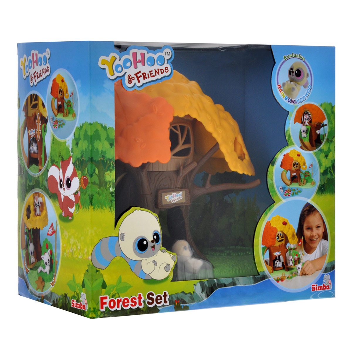 Simba Игровой набор YooHoo & Friends Домик-дерево + ПОДАРОК5955313 Simba Игровой набор YooHoo & Friends Домик-дерево + ПОДАРОК5955313Игровой набор YooHoo & Friends Домик-дерево не оставит равнодушной ни одну девочку. Маленький YooHoo живет в домике на дереве с лифтом в стволе дерева. YooHoo может спуститься вниз по горке, покачаться на качелях или покататься на вращающейся платформе рядом с домом. Около его домика растет куст с фруктами, которые можно снять для пикника на траве. Набор включает в себя домик-дерево, корзину для пикника, одеяло, чашки, подставки из листьев, уникальную фигурку в виде YooHoo, приятную на ощупь, и другие аксессуары. Благодаря маленьким размерам элементов набора ваша малышка сможет брать его с собой на прогулку или в гости. Порадуйте ее таким замечательным подарком! К игровому набору прилагается ПОДАРОК - фигурка в виде YooHoo (в ассортименте). Высота фигурки: 5 см. Высота домика: 23 см. Диаметр вращающейся платформы: 7,5 см.. Рекомендуемый возврат: от 3 до 8 лет.