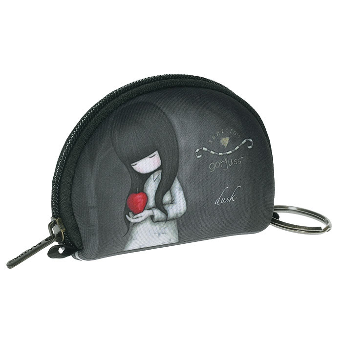 Мини кошелечек Dusk. 00121820012182 Мини кошелечек Dusk. 00121820012182Мини кошелек Dusk не позволит потеряться ни одной идее в потоке событий и станет прекрасным подарком для любительницы оригинальных вещиц. Кошелек выполнен из полиуретана черного цвета и оформлен стилизованным рисунком шотландской художницы Сюзан Вулкотт (Suzanne Woolcott) с изображением основного персонажа своих произведений - девочки Горджус (Gorjuss). Кошелек, застегивающийся на молнию и также имеет кольцо для ключей. Характеристики: Материал: полиуретан, металл. Размер: 9 см х 6 см х 2 см. Цвет: черный.