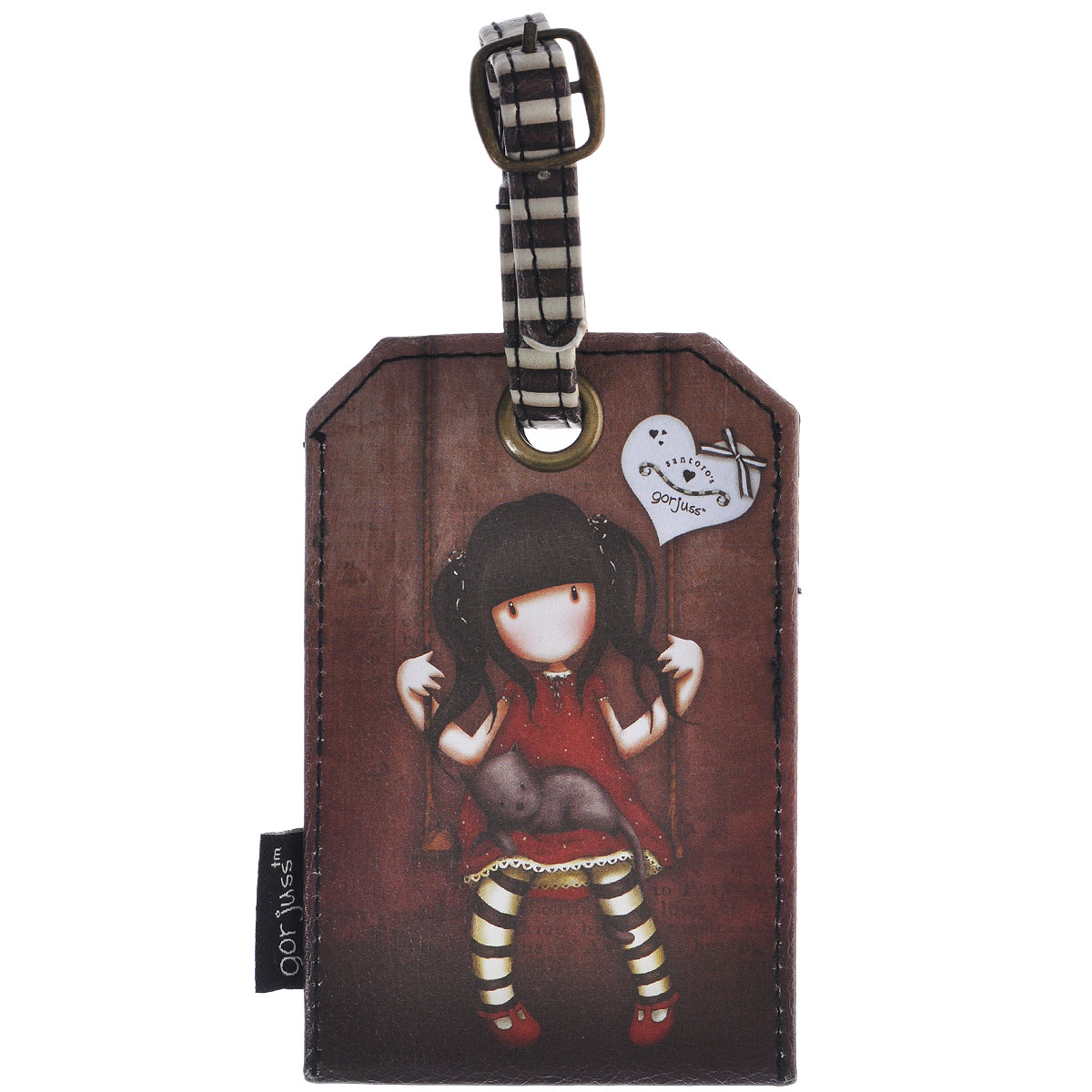 Бирка на багаж Ruby, цвет: коричневый. 00907020090702 Бирка на багаж Ruby, цвет: коричневый. 00907020090702Оригинальная бирка на багаж Ruby, выполненная из искусственной кожи, декорирована оформлен стилизованным рисунком шотландской художницы Сюзан Вулкотт (Suzanne Woolcott) с изображением основного персонажа своих произведений - девочки Горджус (Gorjuss). Бирка крепится на ремешок. Бирка позволит вам быстро отыскать свой багаж на транспортерной ленте. А если ваш багаж отправится в другом направлении, яркая бирка поможет работникам аэропорта скорее найти владельца и доставить багаж. Характеристики: Материал: искусственная кожа, металл. Размер бирки: 11,5 см х 7,5 см х 0,5 см. Производитель: Китай.
