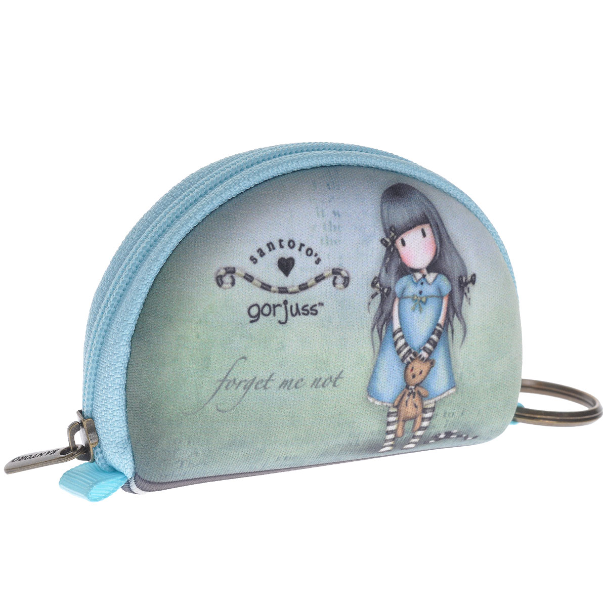 Мини кошелечек Forget Me Not. 00121850012185 Мини кошелечек Forget Me Not. 00121850012185Мини кошелек Forget Me Not не позволит потеряться ни одной идее в потоке событий и станет прекрасным подарком для любительницы оригинальных вещиц. Кошелек выполнен из полиуретана голубого и зеленого цветов и оформлен стилизованным рисунком шотландской художницы Сюзан Вулкотт (Suzanne Woolcott) с изображением основного персонажа своих произведений - девочки Горджус (Gorjuss). Кошелек, застегивающийся на молнию и также имеет кольцо для ключей. Характеристики: Материал: полиуретан, металл. Размер: 9 см х 6 см х 2 см. Цвет: голубой, зеленый.