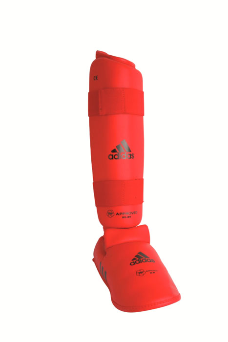 Защита голени и стопы Adidas WKF Shin & Removable Foot, цвет: красный. 661.35. Размер XL