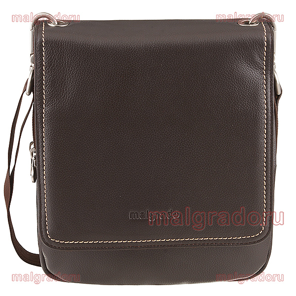 Сумка мужская Malgrado, цвет: коричневый. BR11-526BR11-526 brown Сумка мужская Malgrado, цвет: коричневый. BR11-526BR11-526 brownСумка мужская Malgrado коричневого цвета выполнена из натуральной кожи. Сумка с удобным плечевым ремнем, состоит из двух вместительных отделений, застегивается на молнию и дополнительно клапаном на магнитную кнопку. Под клапаном расположен вшитый кармашек на молнии. Внутри первого отделения расположено три кармашка для мелочей и телефона, два отделение для пишущих принадлежностей. Во втором отделении расположен открытый кармашек для мелочей. На задней стороне сумки расположен вшитый кармашек на молнии. К сумке прилагается чехол для хранения. Сумка - это стильный аксессуар, который подчеркнет вашу изысканность и индивидуальность и сделает ваш образ завершенным. Характеристики: Материал: натуральная кожа, текстиль, металл. Размер сумки: 22 см х 22 см х 7 см. Длина ремня: 70-140 см. Цвет: коричневый.