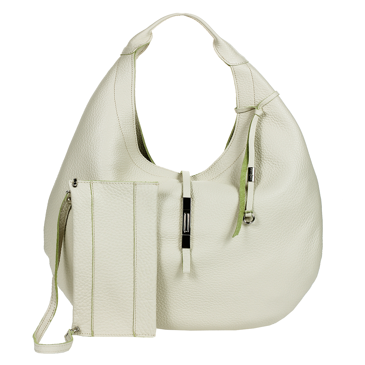 Сумка женская Gianni Conti, цвет: бежевый. 1714572EUR1714572EUR beige Сумка женская Gianni Conti, цвет: бежевый. 1714572EUR1714572EUR beigeСтильная женская сумка Gianni Conti выполнена из высококачественной кожи бежевого цвета с естесственной лицевой поверхностью. Сумка имеет одно вместительное отделение, закрывающееся на магнитную кнопку и сверху хлястиком на металлический замок. Внутри сумка не содержит дополнительных карманов. Сумка оснащена удобной ручкой, позволяющей носить ее на плече. К сумке прилагается кошелек-клатч на молнии, оснащенный ручкой для переноски. Сумка - это стильный аксессуар, который подчеркнет вашу индивидуальность и сделает ваш образ завершенным. Знак Pelle Conciata al Vegetale in Toscana гарантирует, что кожа была выделана исключительно естественными извлеченными из растений танинами, без употребления запрещенных законом веществ. Танины, использованные в процессе медленного дубления, - секрет качества выделки. Маленькие прожилки, морщины и едва заметные царапины свидетельствуют о естественности материала, гарантируя уникальность каждой кожи. И сегодня в сердце Тосканы...