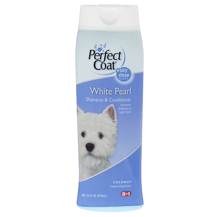 Шампунь-кондиционер для собак светлых окрасов 8 in 1 Perfect Coat. White Pearl, 473 мл1006428 Шампунь-кондиционер для собак светлых окрасов 8 in 1 Perfect Coat. White Pearl, 473 мл1006428Шампунь-кондиционер для собак светлых окрасов 8 in 1 Perfect Coat. White Pearl способствует поддержанию насыщенности и яркости белой и светлой шерсти. Он содержит специальную формулу, которая связывает железо и медь водопроводной воды, не позволяя светлой шерсти желтеть. Алоэ вера и частицы кондиционера увлажняют кожу и оставляют шерсть мягкой и блестящей. С ароматом кокоса. Легко смываемая формула. Применение: Обильно нанесите на влажную шерсть. Распределите шампунь массирующими движениями, продвигаясь от головы к хвосту и избегая попадания шампуня в глаза. Полностью смойте водой. При необходимости повторить. Расчешите шерсть, чтобы она не спуталась, и высушите полотенцем. Состав: Вода, натрия олеина сульфат, натрия сульфат, лаурамид, изостеариновый лактат, натрия хлорид, стеарат гликоля, гель алое-вера, пропилен гликоль, диазолиновая мочевина, метилпарабен, пропилпарабен, ароматизатор, красители. Товар сертифицирован.