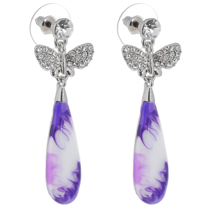 Серьги Fashion House, цвет: белый, сиреневый. F4F4 Серьги Fashion House, цвет: белый, сиреневый. F4F4Оригинальные серьги Fashion House, выполненные из металла серебристого цвета и украшенные декоративными элементами и стразами, помогут создать вам свой неповторимый стиль. Серьги-подвески застегиваются на пластиковую застежку. Такие серьги позволят вам с легкостью воплотить самую смелую фантазию и создать собственный, неповторимый образ. Характеристики: Материал: металл, эмаль, стразы. Длина серьги: 4,5 см. Размер декоративной части: 3 см х 1 см.